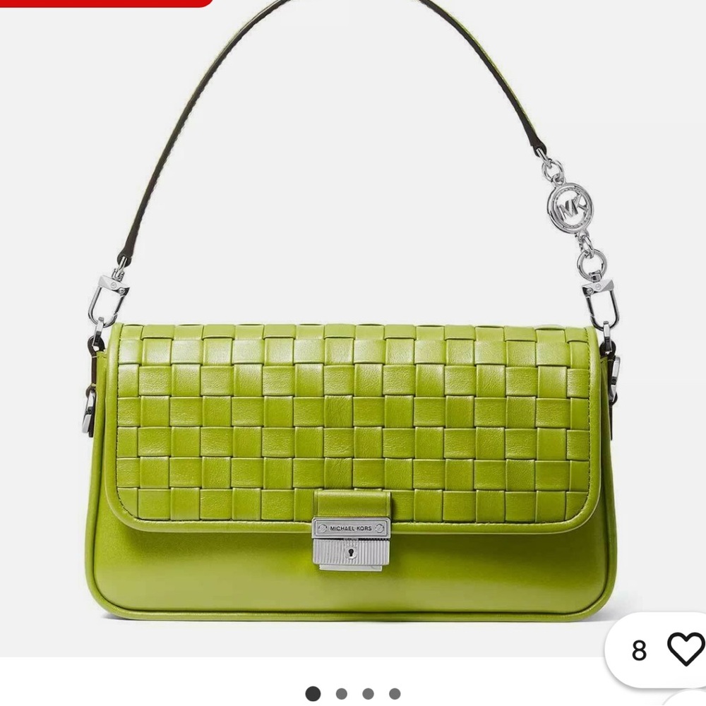 MK Lime Green Woven Leather Shoulder Bag.  Aprox 11*6*2.  NWT